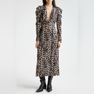 FARM Rio Leopard Print Long Sleeve Dress